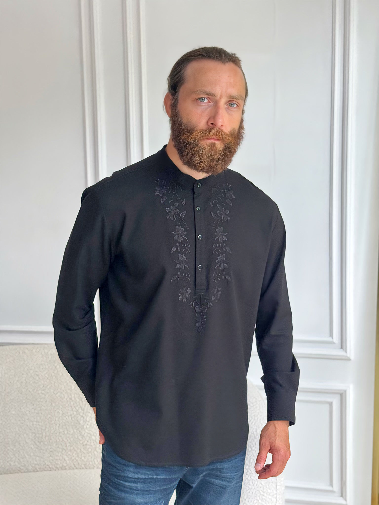 Black Long Sleeve Plus Size Men’s Shirt
