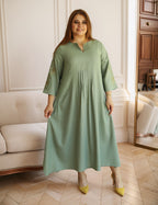 Plus Size Black Linen Embroidered Maxi Dress