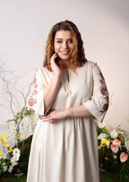 Plus Size Black Linen Embroidered Maxi Dress