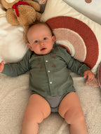 Baby Linen Embroidered Bodysuit