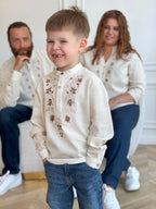 Natural Beige Boys Shirt with Ethnic Embroidery
