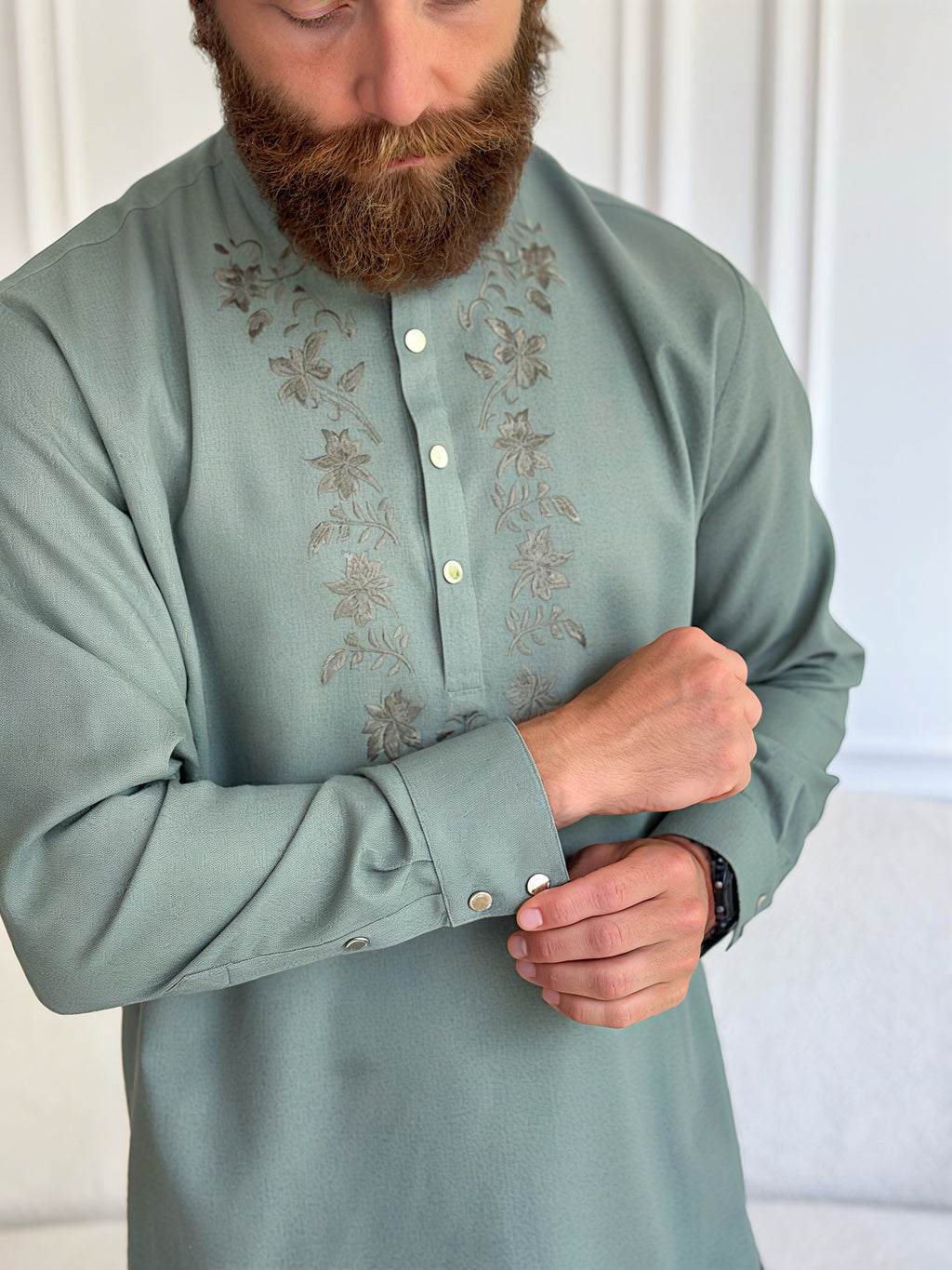 Green Long Sleeve Plus Size Men’s Shirt