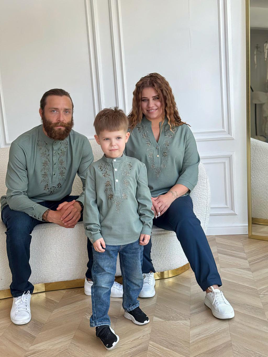 Green Boys Shirt for Family Look Matching Outfits