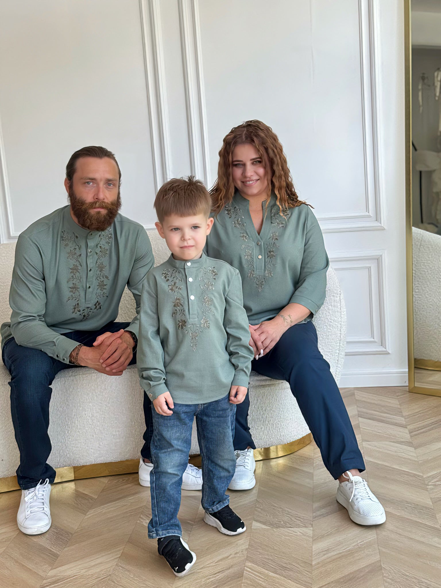 Green Boys Shirt for Family Look Matching Outfits