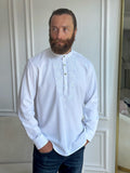 Men's plus size embroidered white shirt