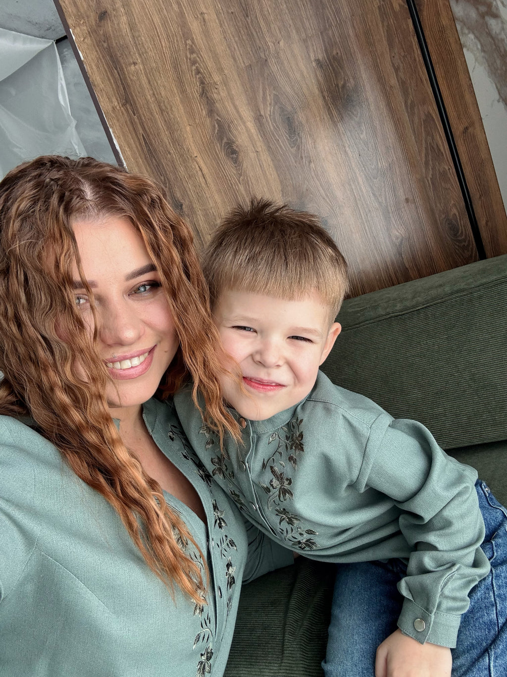 Green Boys Shirt for Family Look Matching Outfits