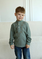 Boys Family Look Shirt with Tonal Embroidery