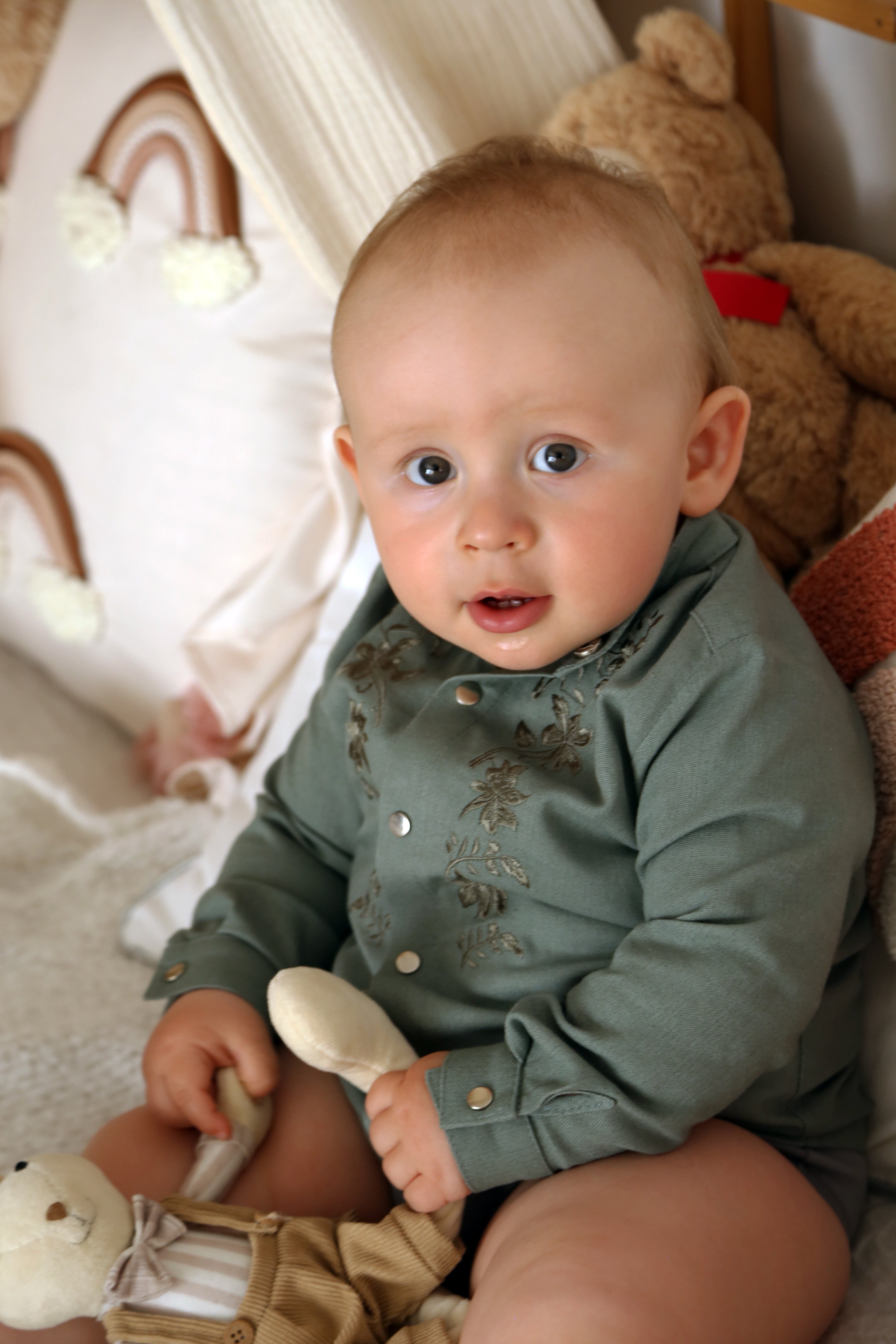Baby Linen Embroidered Bodysuit