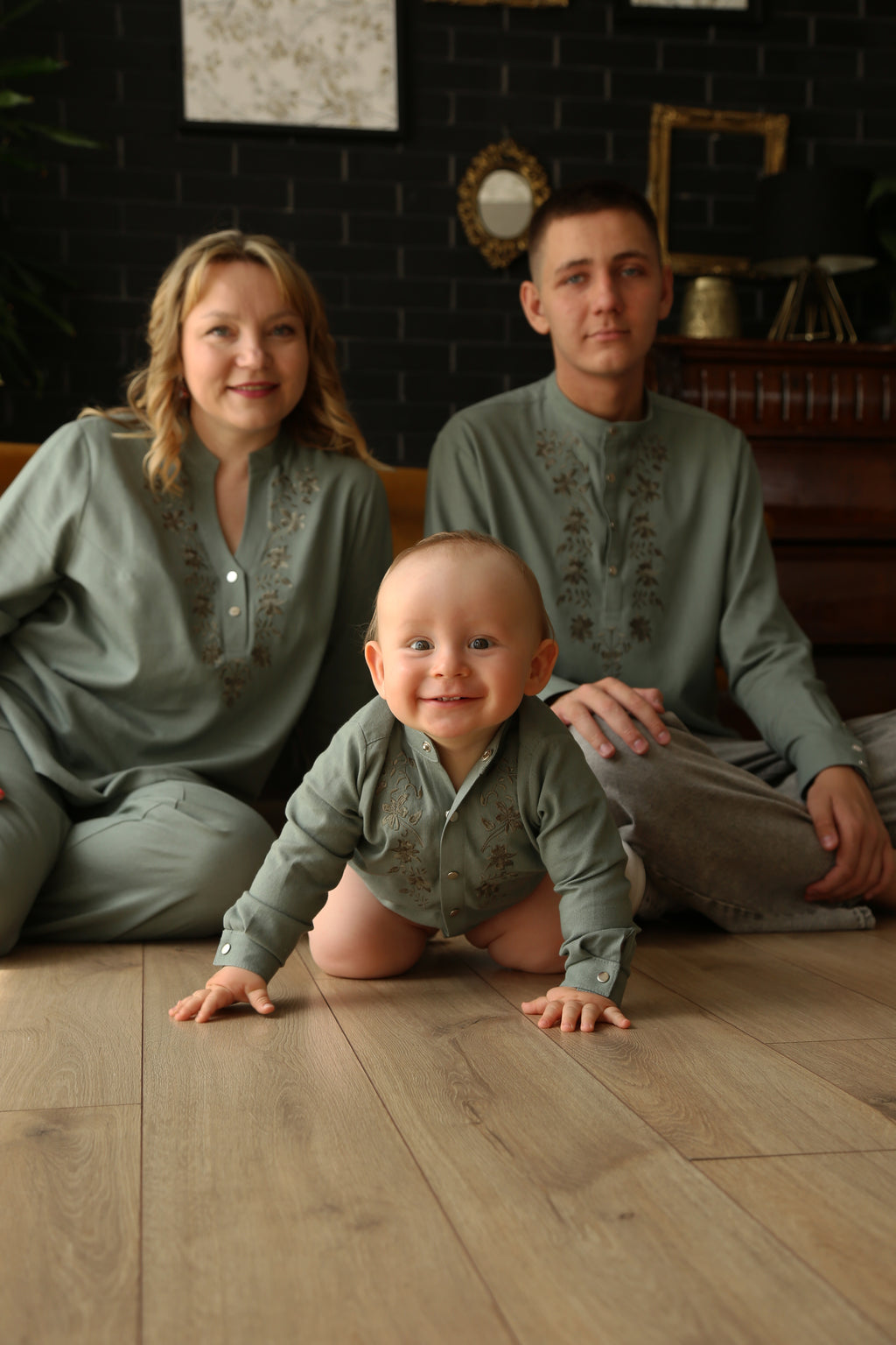 Baby Linen Embroidered Bodysuit