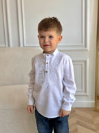 Boys Family Look Shirt with Tonal Embroidery