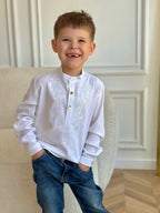 Boys Family Look Shirt with Tonal Embroidery