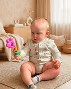 Baby Linen Embroidered Bodysuit